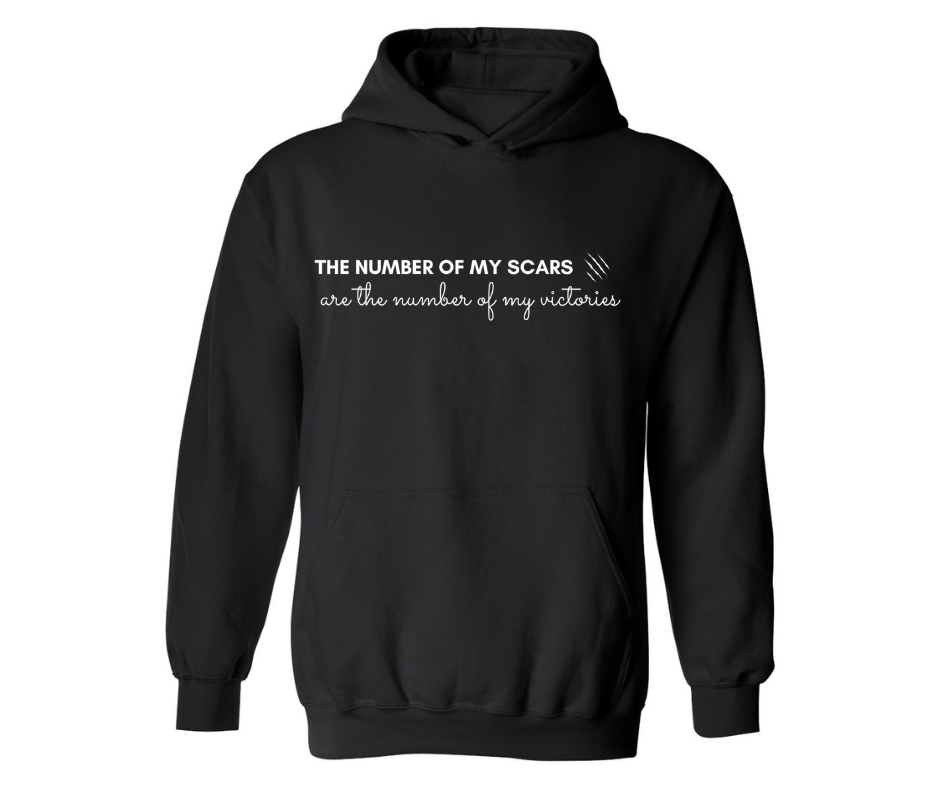 THE NUMBER OF MY SCARS ADULT HOODIE