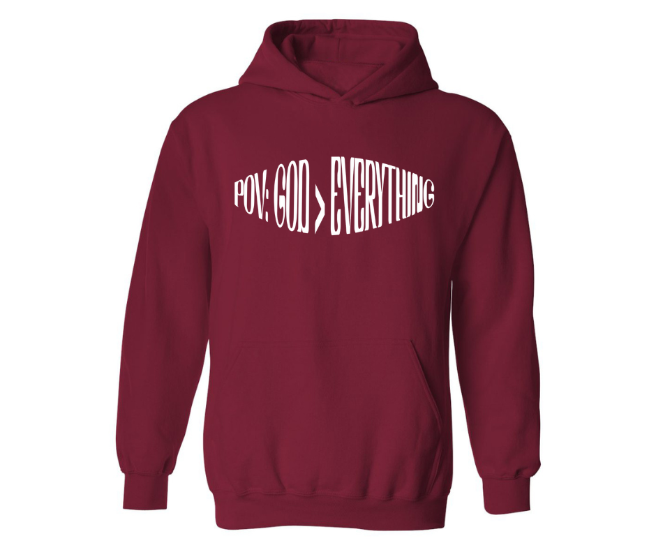 POV: GOD > EVERYTHING ADULT HOODIE