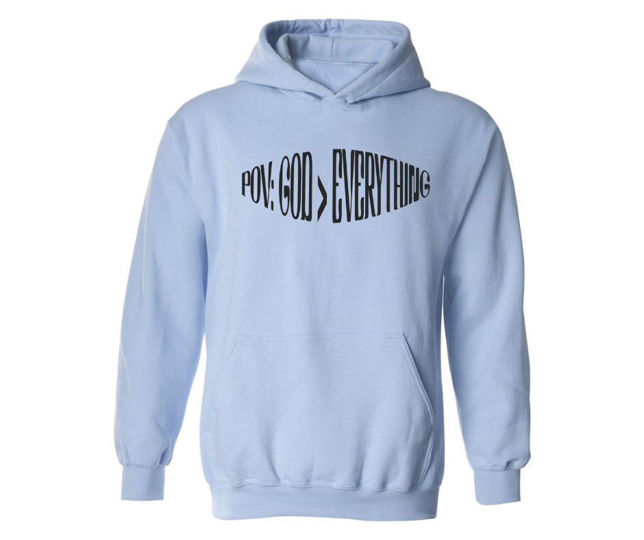 POV: GOD > EVERYTHING ADULT HOODIE