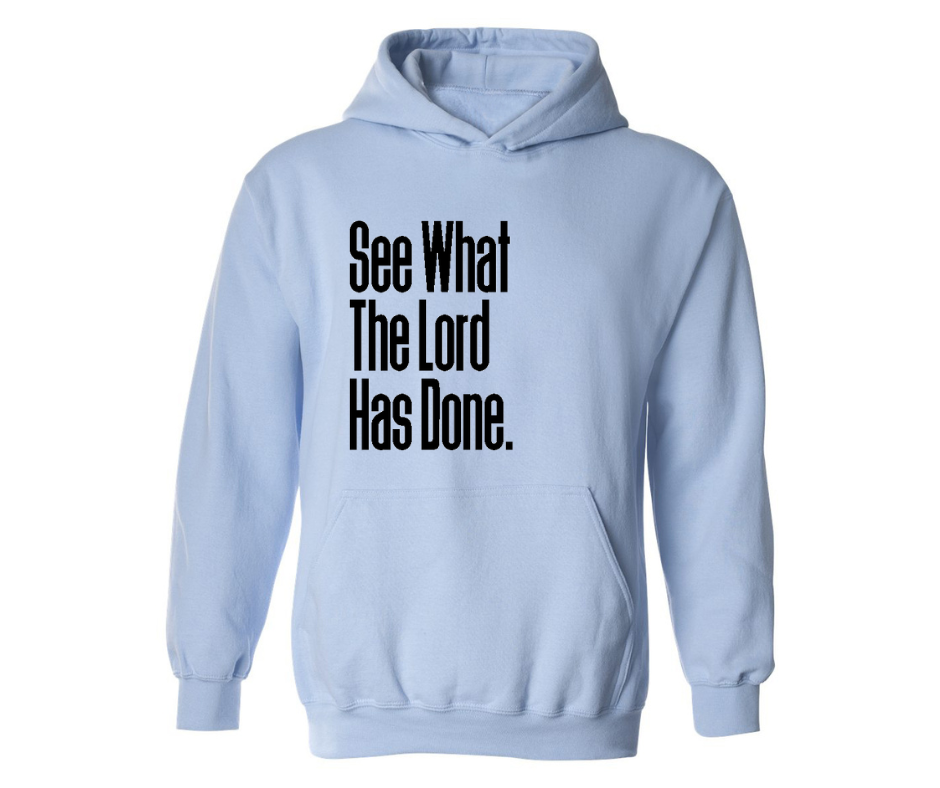 SEE WHAT THE LORD HAS DONE ADULT HOODIE