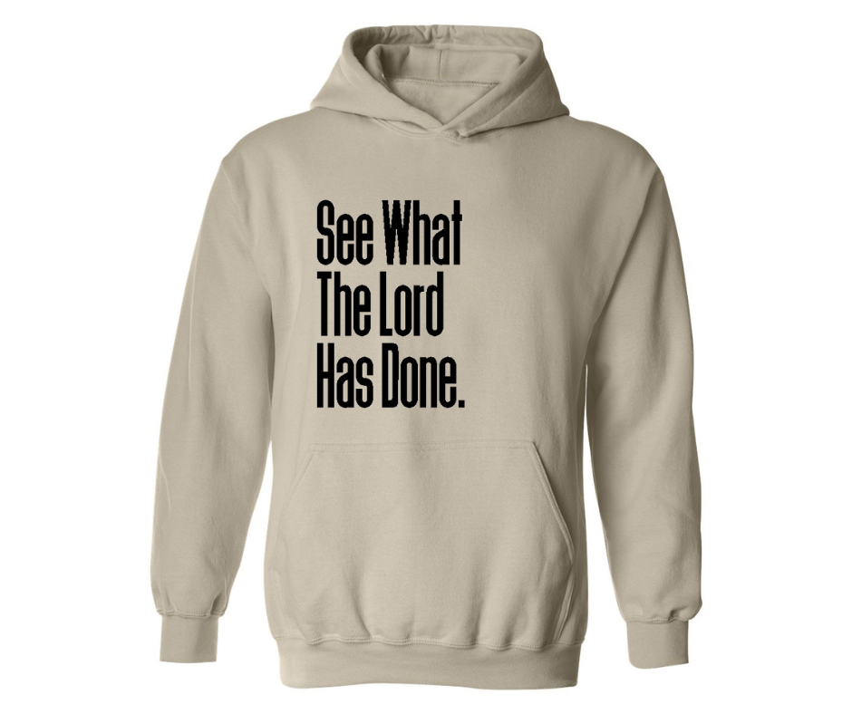 SEE WHAT THE LORD HAS DONE ADULT HOODIE