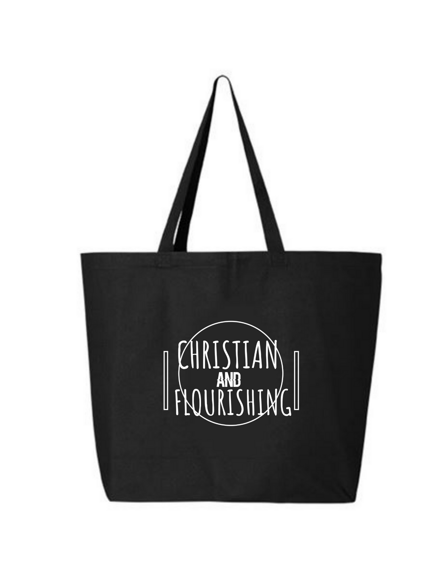 CHRISTIAN AND FLOURISHING BLACK TOTE BAG